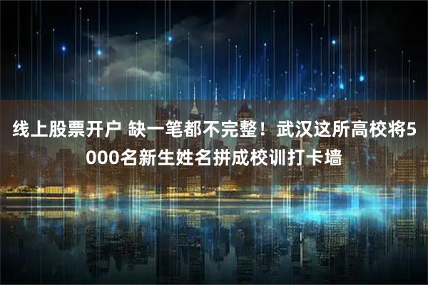 线上股票开户 缺一笔都不完整！武汉这所高校将5000名新生姓名拼成校训打卡墙